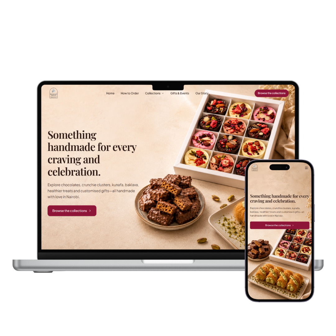 Arwa’s Delicious Chocolates responsive website mockup