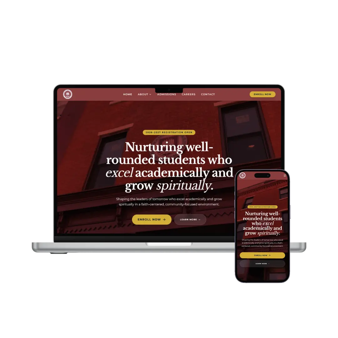Germantown Masjid Academy website shown on laptop and mobile devices