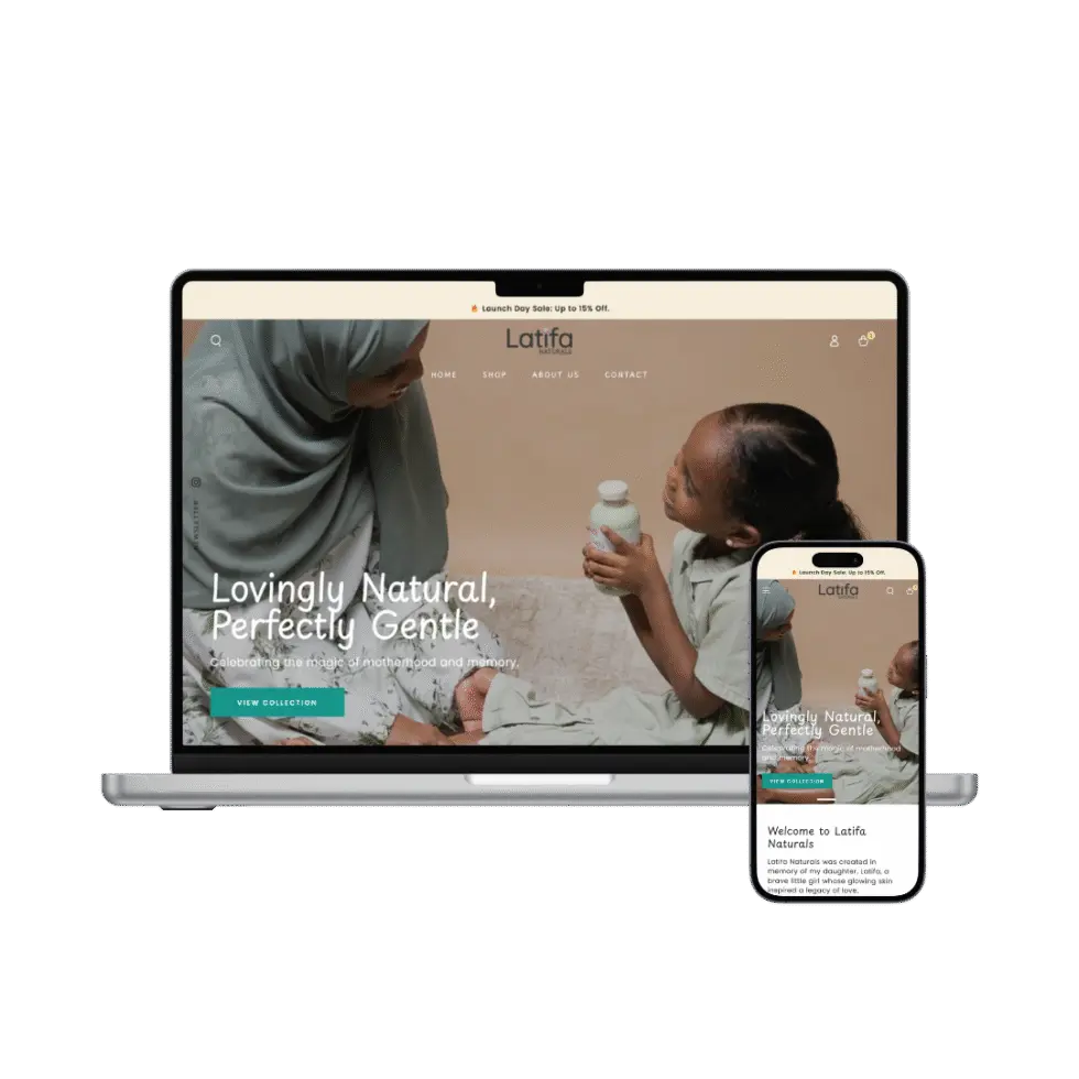 Latifa Naturals responsive website mockup