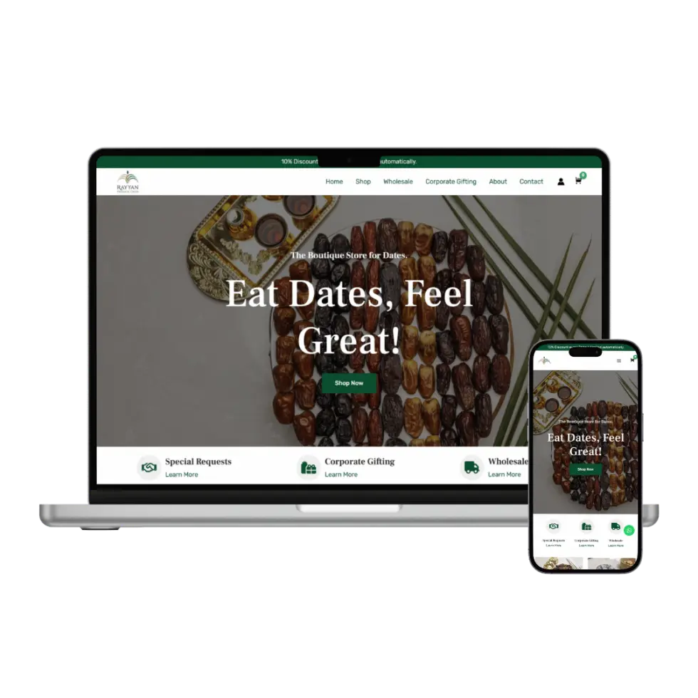 Rayyan Premium Dates responsive website mockup