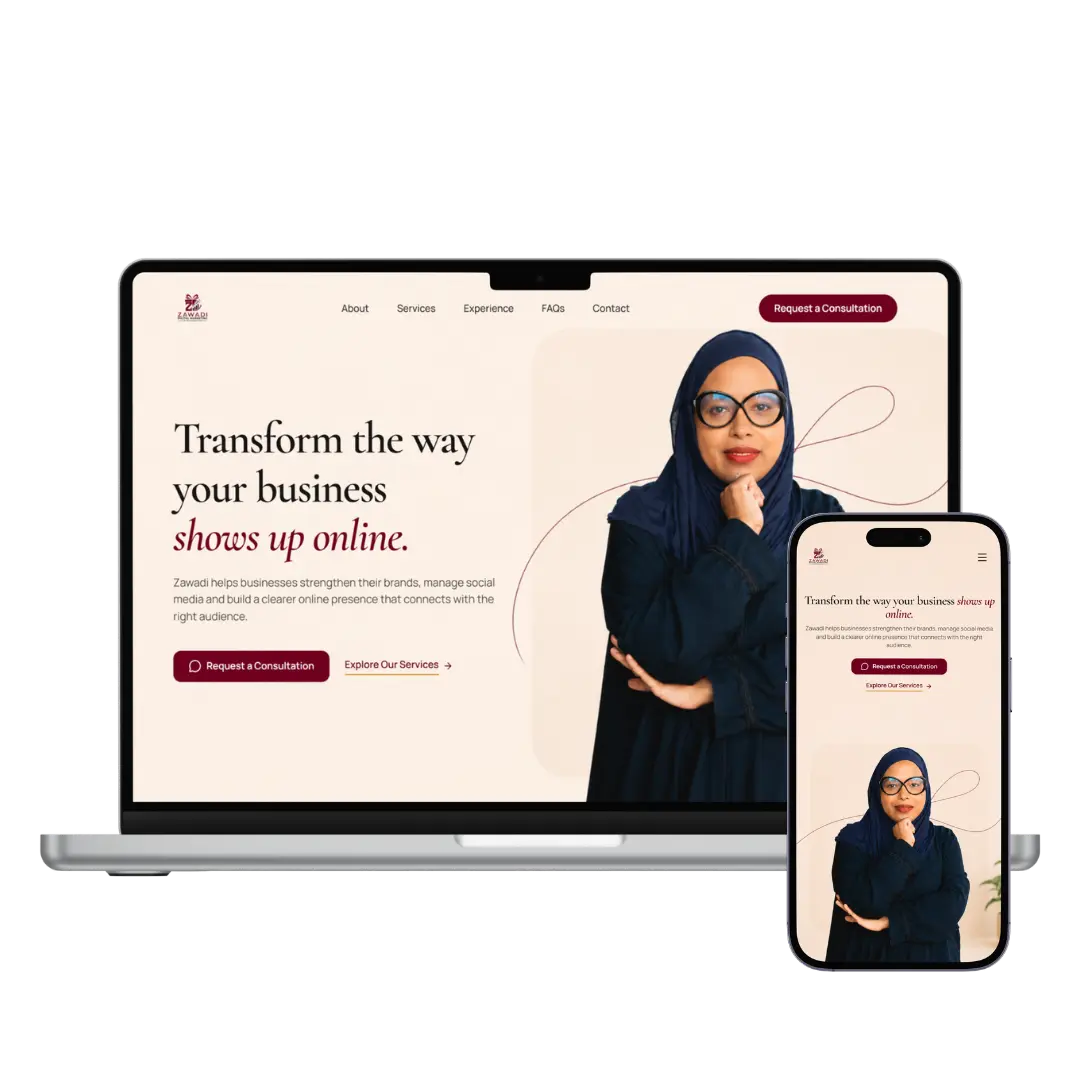 Zawadi Digital Marketing responsive website mockup